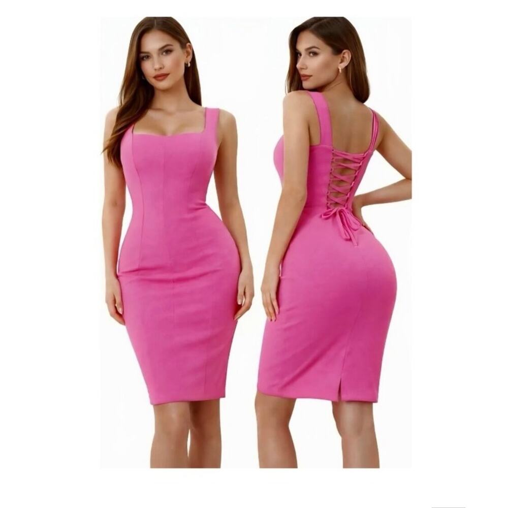TA3 square neck pencil dress with bodysuit size medium short NWT